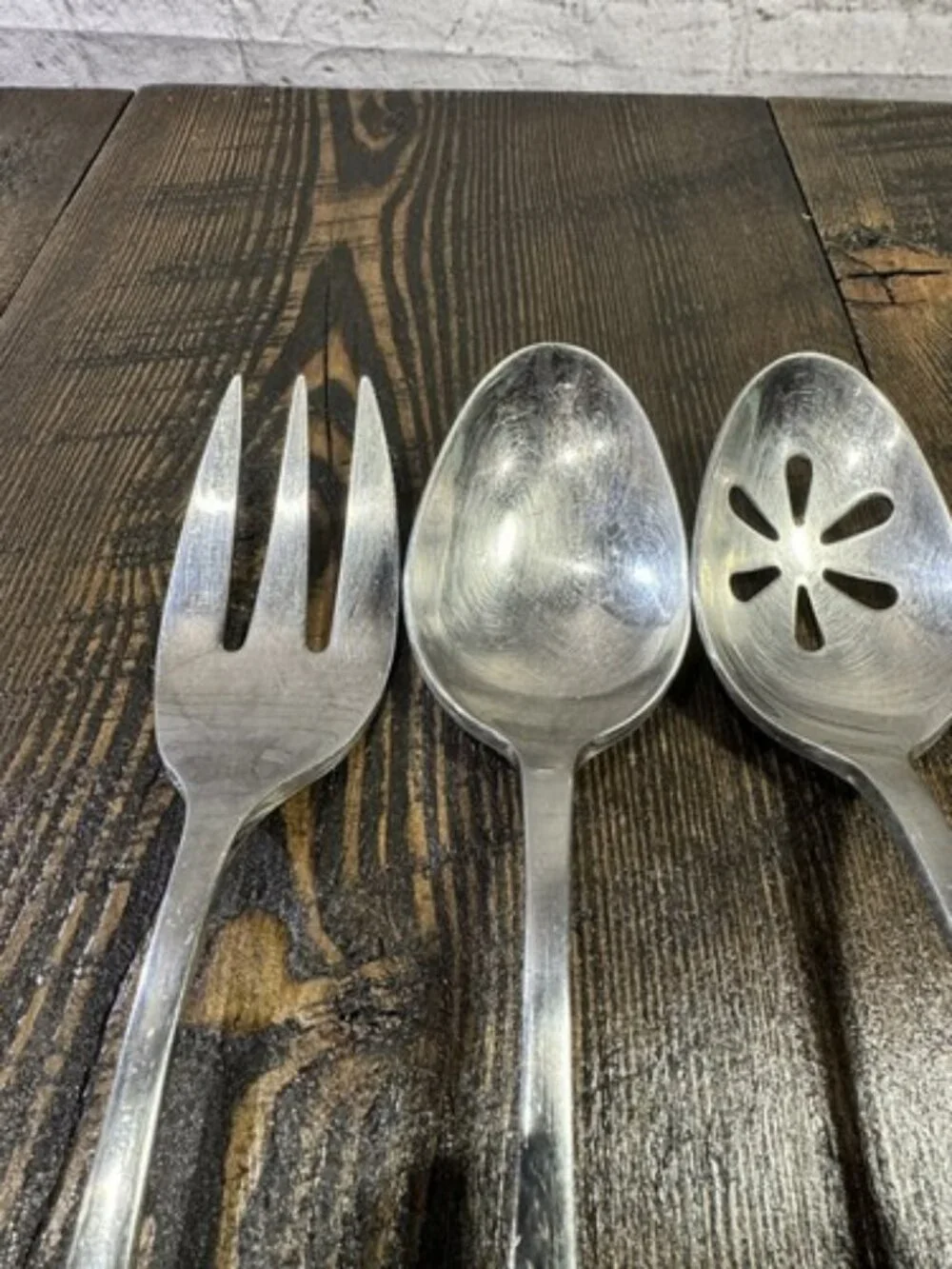 Utensil Serving Set 3 Piece Set Slotted Spoon Fork 18/10 Stainless Steel